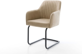 Freischwinger Greg-Flex Mikrofaser Beige Vintage Freischwinger rund Schwarz Taschenfederkern