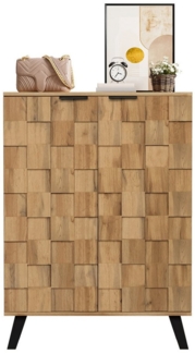 MODFU Schuhschrank mit quadratische, strukturierte Oberfläche (Kommode, Anrichte, Wohnzimmerschrank, Highboard, 1-St, 2 Türen) Mit Verstellbare Einlegeböden