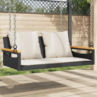 vidaXL Hängebank mit Kissen Schwarz 109x62x40 cm Poly Rattan 368146