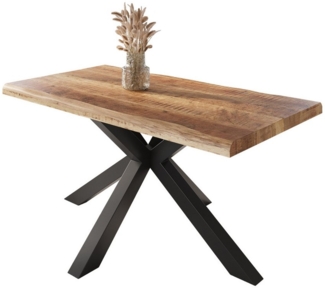SAM® Esstisch Waves_Spider, Mangoholz, gedoppelte Tischplatte, Metallgestell Spider-Form, bis 3m