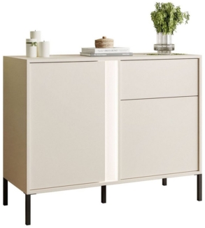 Lookway Kommode DELLE Beige 103 cm mit Schublade und LED Beleuchtung