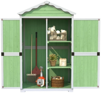 HAUSS SPOLE Geräteschrank Gartenmöbel Aufbewahrungsschuppen, Werkzeughaus für Garten, Grün (Outdoor Garten Aufbewahrungsschuppen aus Tannenholz – Wetterfest, stabil, umweltfreundlich mit 4 Fächern für Werkzeuge, 93 x 45 x 179 cm – für Garten und Terras...