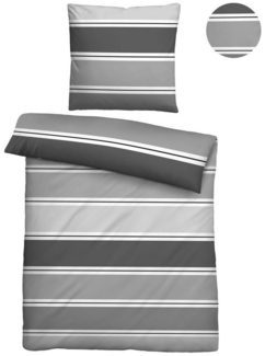 biberna Seersucker Bettwäsche 0025009 QUERBALKEN, titanium, 1x 135x200 cm + 1x 80x80 cm