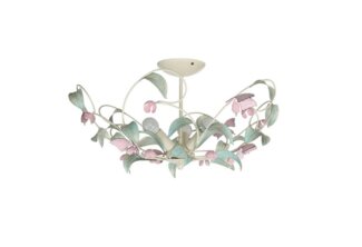 Licht-Erlebnisse Deckenleuchte SUMMER, ohne Leuchtmittel, Deckenlampe Weiß Rosa Metall Floral Küche Esszimmer Lampe