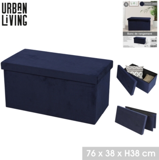 Urban Living faltbare Sitzbank "VELOURS COTELÉ" Aufbewahrungsbox 53512 blau