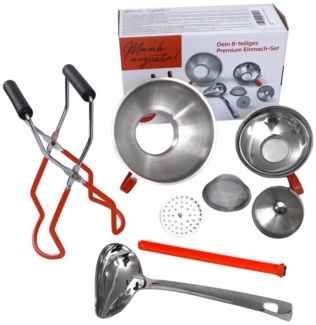 megusta! Trichter Einmachset: 2 Trichter Glasheber Schöpfkelle Reduzierstück Siebe, (8-teiliges Set, 8-tlg), zum Einmachen, Einkochen, Umfüllen, Abfüllen, Portionieren, Bevorraten