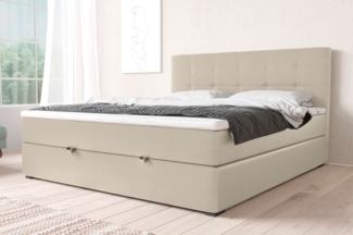 99rooms Pluto Boxspringbett Kunstleder MADRYT Champagner 160x200 cm Bonell-Federung