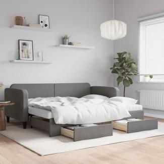 vidaXL Tagesbett Ausziehbar mit Schubladen Dunkelgrau 90x200 cm Stoff 3196871