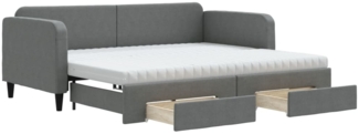 vidaXL Tagesbett Ausziehbar mit Schubladen Dunkelgrau 90x200 cm Stoff 3196871