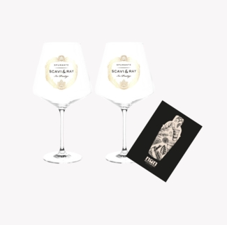 Scavi & Ray ICE Glas NEU 2er Set Gläser - 2x Ballonglas für Prosecco / Champagner / Wein ICE Gläser weiss mit 0,2L Eichung