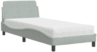 vidaXL Bett mit Matratze "Dover" Hellgrau 90x190 cm Samt 3208311
