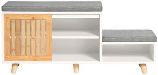 SoBuy FSR125-WN Schuhbank, MDF, Lackiert, Weiß, 100 x 46 x 34 cm