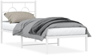 vidaXL Metallbett ohne Matratze mit Kopfteil Weiß 75x190 cm 376265