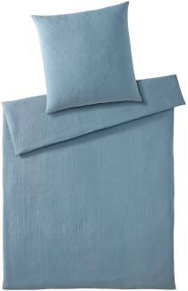 elegante Musselin Bettwäsche Smooth|155x220 cm + 40x80 cm| rauchblau