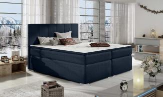 Stylefy Jupiter Boxspringbett Dunkelblau Strukturstoff INARI 160x200 cm