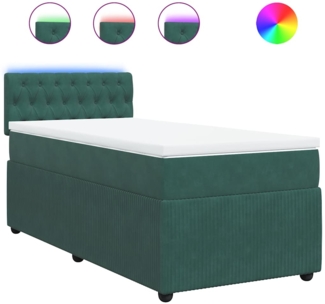 vidaXL Boxspringbett mit Matratze Dunkelgrün 100x200 cm Samt 3289971