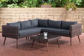 CLP Eck-Loungeset Molde Rundrattan braun-meliert,eisengrau 45 cm (Dunkelbraun)