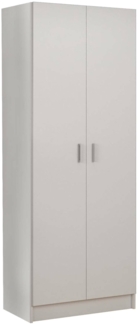 Dmora 2-türiger Mehrzweckschrank Abadubidu, Besenschrank, Schuhregal mit Regalen, Schuhschrank, cm73x37h180 cm, Weiß