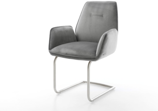 Freischwinger Zoa-Flex Samt Grau Freischwinger rund Edelstahl Taschenfederkern