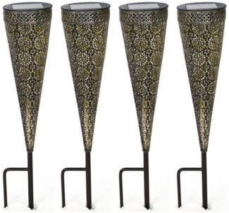 HTI-Living LED Solarleuchte Solarstecker Petal 4er Set Luna, Gartenstecker Solarleuchte