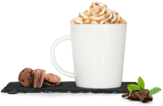 Sendez Becher 6 Kaffeetassen mit Schieferuntersetzern Kaffeebecher Teetasse Becher, Porzellan