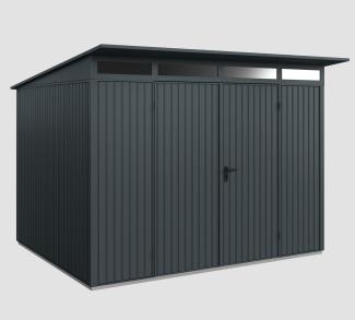 Hörmann Ecostar Metall-Gerätehaus Trend mit Pultdach Typ 3, 238 x 303 cm , anthrazitgrau, 7,2 m²,2-flüglige Tür