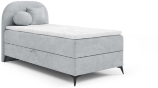 Boxspringbett Gästebett GORGIA 90x200cm Stoff Jasmin Hellgrau