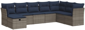 vidaXL 8-tlg. Garten-Sofagarnitur mit Kissen Grau Poly Rattan 3325337