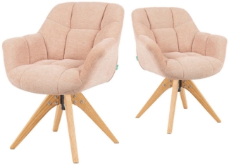 DUBI Möbel Polsterstuhl Mika-Nele 2er-Set, Eiche geölt, 360° drehbar im 2er-Set