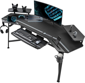 EUREKA ERGONOMIC Gaming Tisch LED 182x76cm PC Computertisch Flügelform 2