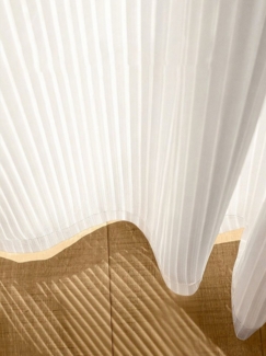 Simloveve Gardine Gestreiftes Muster Vorhänge Weiß Ösenvorhang 2er-Set (2 St), Ösen, halbtransparent, Polyester, Modern Voile Curtains für Wohnzimmer,140x145 cm