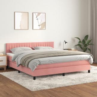 vidaXL Boxspringbett mit Matratze Rosa 160x200 cm Samt 3141436