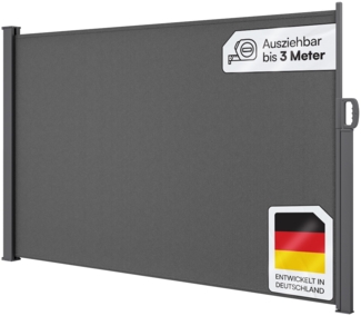 STEELSØN 'Zirella' Seitenmarkise mit Aluminium-Kassette, ausziehbar, 200x300 cm, anthrazit, wetterfest und blickdicht