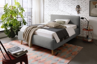 Polsterbett >Mattis< Liegefläche 140x200cm, Hevre grau, Stellmaß: 161x105x218cm (BxHxT)