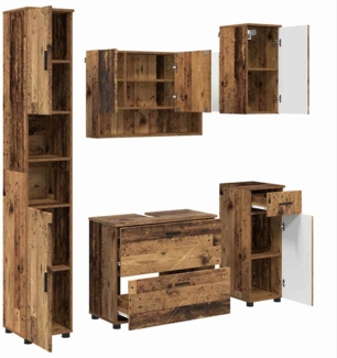 vidaXL Badezimmermöbel-Set mit Tür 5 pcs Altholz Sperrholz und Metall 3393081