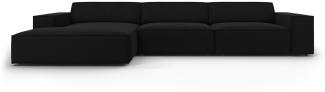 Micadoni 4-Sitzer Samtstoff Ecke links Sofa Jodie | Bezug Black | Beinfarbe Black Plastic