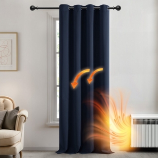 Deconovo Verdunkelungsvorhang Blickdichter Vorhang mit Ösen Gardinen Wohnzimmer 1 Stück, Verdunkelung Lärmschutz Thermogardine Dicke Vorhänge Kälteschutz