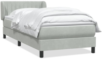 vidaXL Boxspringbett mit Matratze Hellgrau 90x220 cm Samt 3317721