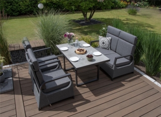 Montana Garten Sitzgruppe, Aluminium, grau, für 4 Personen