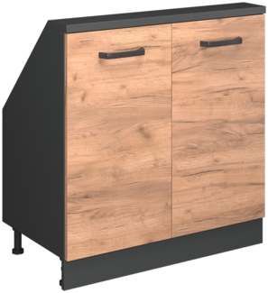 Küchenschrank für Dachschrägen R-Line Goldkraft Eiche 80 cm mit 2 Türen Vicco