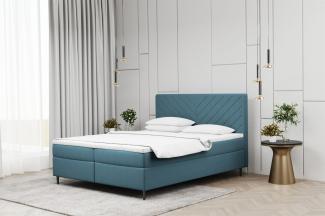 Boxspringbett Schlafzimmerbett BONITA 120x220cm in Stoff Matt Velvet Blaugrau