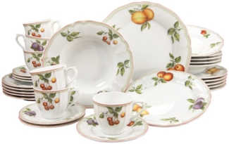 CreaTable 17032 Kombiservice Flora Orchard für 6 Personen, Porzellan, mehrfarbig (1 Set, 30-teilig)