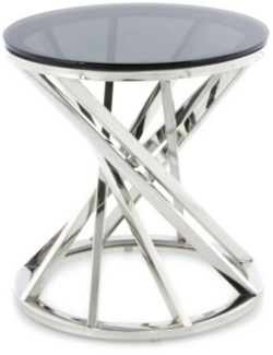 JYMTOM Beistelltisch Runder Glas Couchtisch Sofatisch Edelstahl Kaffeetisch (1-St), Schreibtischmöbel Teetisch aus gehärtetem Glas, 50 cm rund