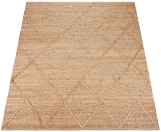 KADIMA DESIGN Teppich Rauten wendbar 100% Jute schmutzabweisend Jute Teppich, Rechteckig, Höhe: 13 mm, Florhöhe: 9 mm, nur Ausklopfbar, 60x100, Natur