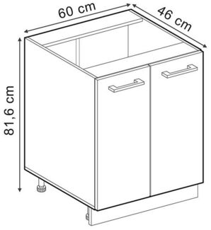 Küchenunterschrank R-Line Anthrazit Landhaus 60 cm ohne Arbeitsplatte Vicco