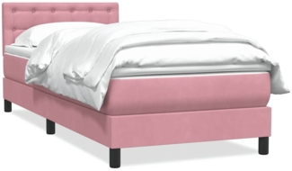 vidaXL Boxspringbett mit Matratze Rosa 100x220 cm Samt 3316634
