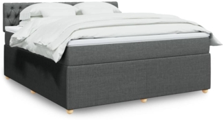 vidaXL Boxspringbett mit Matratze Dunkelgrau 180x200 cm Stoff 3287543