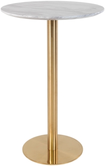 House Nordic Bartisch, Platte in Marmoroptik, Gestell in Messingoptik, ø70x105 cm