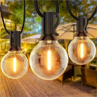 Qualra Lichterkette G40 10/25/30/50 Glühbirnen Lichterkette Wasserdicht Gartenbeleuchtung, 3/7.6/9/15M für Garten Veranda Balkon Party Dekor