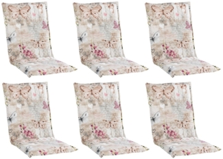 GO-DE Polsterauflage BUTTERFLY, B 50 x L 110 cm, Beige, 6er Set, (Set, 6 St), Gartenstuhlauflagen für Mittellehnstühle